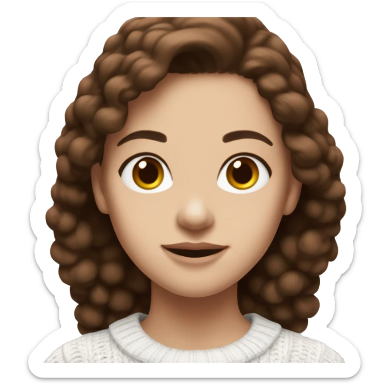 Girl with brown hair and white skin wearing a crimson and white sweater with the black crimson and white Harvard University logo on it  sticker