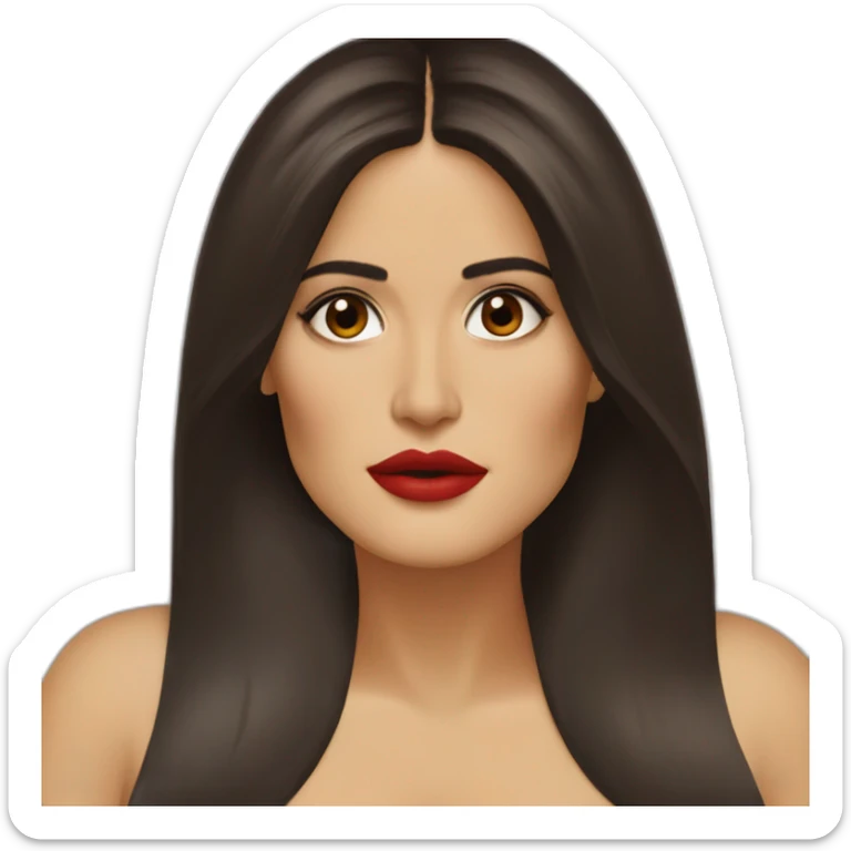 Salma hayek in bikini with straight hair small nose red lips small face almond eyes cute sticker