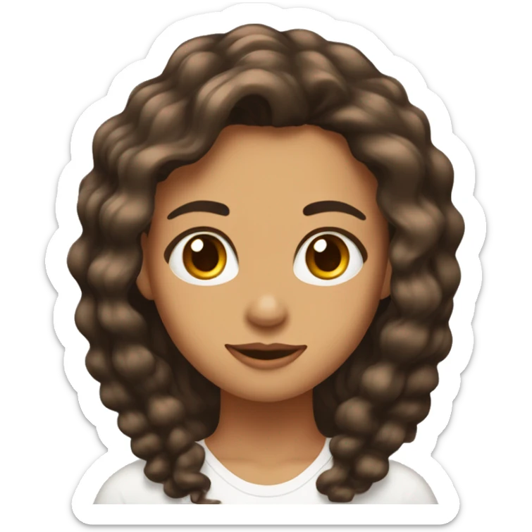 Paquete de emojis de una chica morena, cabello ondulado color marrón  sticker