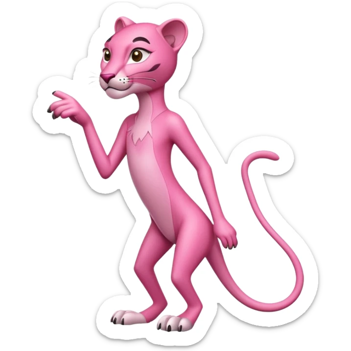 pink panther character in the style of the classic Pink Panther animation sticker