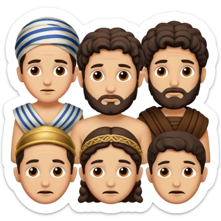 WIl je groep mensen, paar mensen in joods leven in roman tijd. 
Ze kijken niet blij sticker