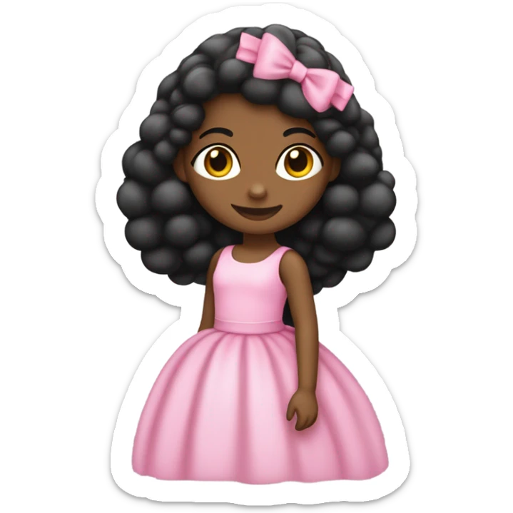 Niña de pelo negro largo y liso con corona de 15 y vestido largo y rosado sticker