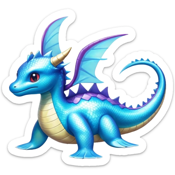 Shiny Exotic Colorful epic Lapras-Salamence-Vaporeon-Fakémon-hybrid-creature (full body)  sticker