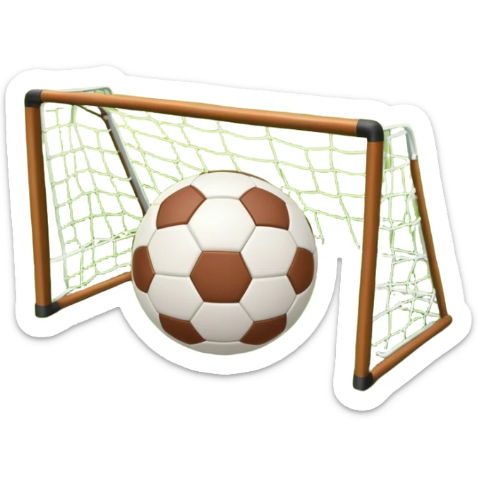 A football resting on the grass of a soccer field, with goalposts and field markings in the background. The scene highlights the ball's position at the center of the action, emphasizing the competitive atmosphere and readiness for play. sticker