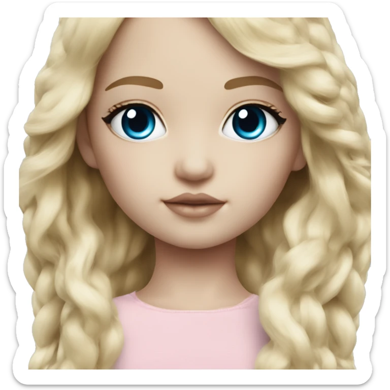 ocean blue doll eyes, blonde hair, feminine, pink, girl, angelic sticker
