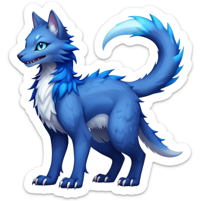 Kawaii dark vibrant edgy fantasy ethereal feline-vernid-sergal-fursona animal creature with a tufted tail full body sticker