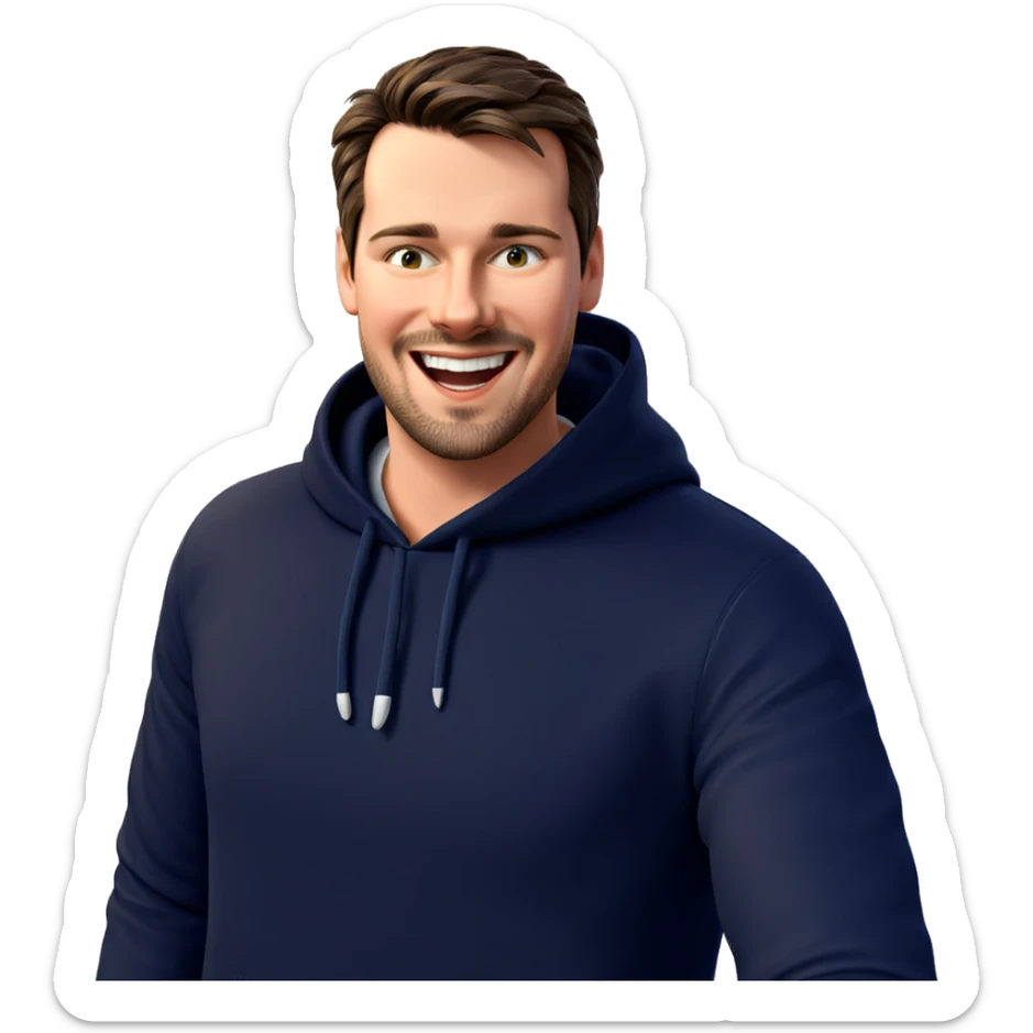 smiling boy with facial hair sticker