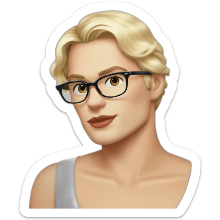 Henry Cavill kiss blond woman wearing glasses, with very short hair sticker