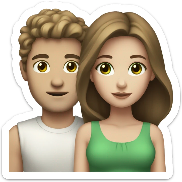 Pale couple with brown hair green eyes sticker