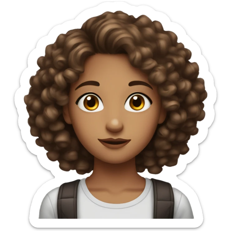 Girl with curly brown hair and brown eyes. A teenager who wears alot of mascara and lipgloss sticker
