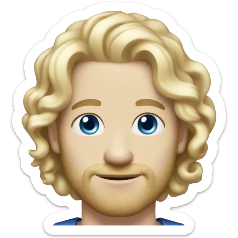 full body light curl blonde 30yo man blue eyed pale skin sticker