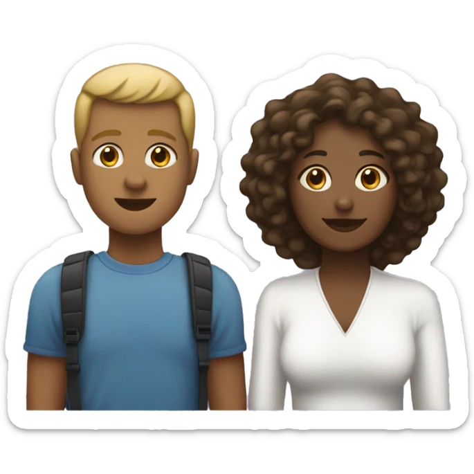 Trisal Couple of three people one black women, one white women and a white man sticker
