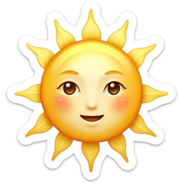 Cinematic Realistic Sunshine Emoji, Warm and golden, with soft rays of light streaming down from a bright, glowing sun. The golden hue bathes the world in warmth, uplifting the spirit and bringing a sense of joy and radiance. Soft glowing outline, capturing the essence of happiness, warmth, and light in a beautiful sunny day! sticker