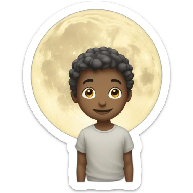 Boy on the light moon sticker