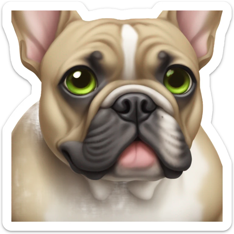 Muriel French bulldog with green eyes thirsty sticker