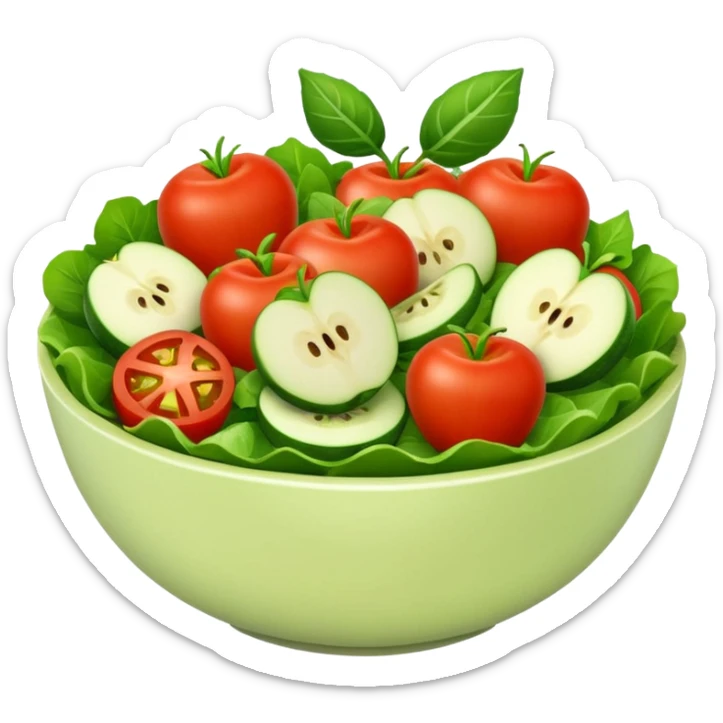 A bowl of salad emoji in the style of Apple emoji. sticker