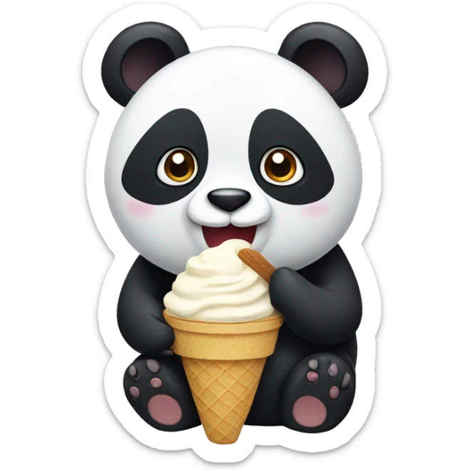 Panda eating ice cream sticker