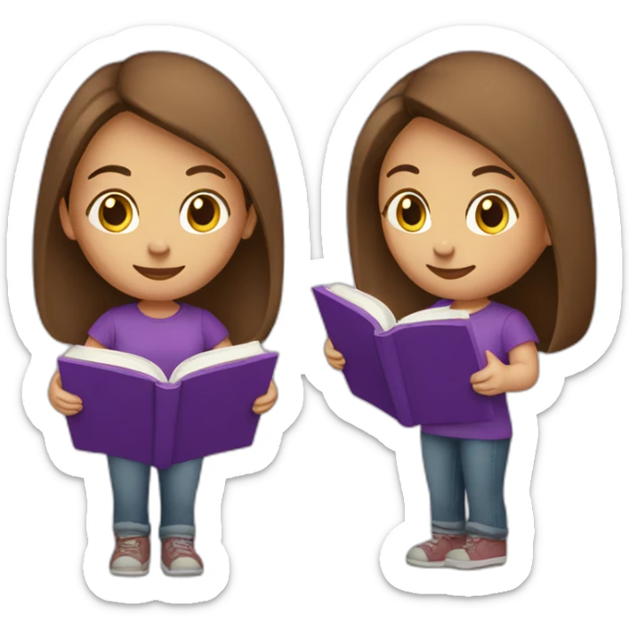 brown-medium-hair-girl-wearing-purple-tshirt-reading-a-book sticker