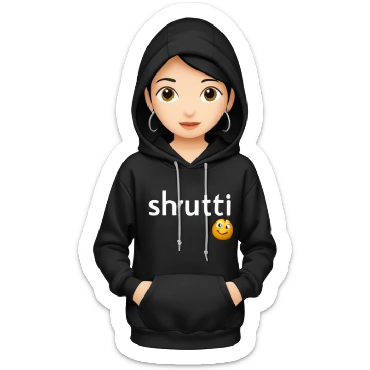 Hoodie with shruti written on it without any girl only hoodie sticker