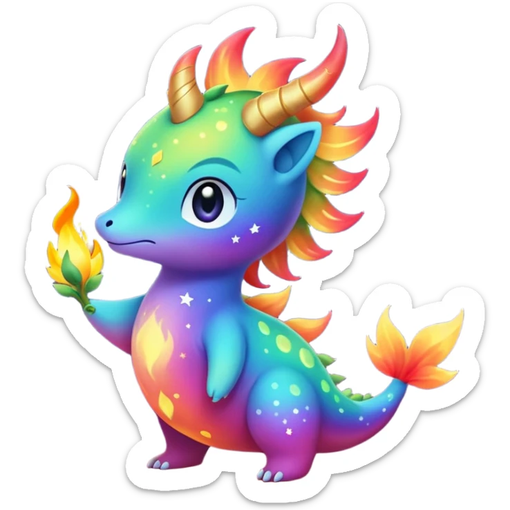 Elemental Bountiful Fruity Fruition Conceivable Forty Fiery Sparky Fierce Colorful Gradient Sparkly Nebular Starry Flaming Viney Rosey Rosy Vinal Dusky Aurorus-Amaura-Auroras-Pokémon-Fakémon-creature sticker