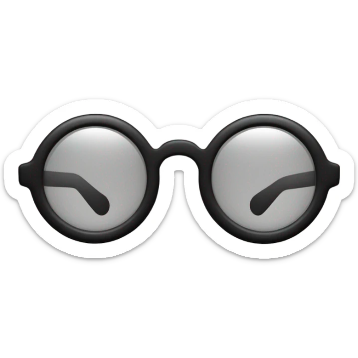 small, circular black glasses, transparent back sticker