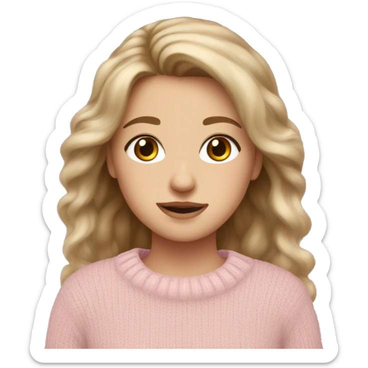 Pretty girl with hazel eyes, dark blonde hair and light pink wool jumper  sticker
