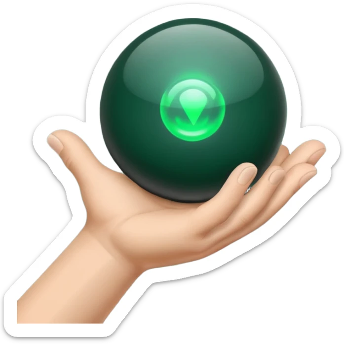 Gray and dark green color of the magic ball in the hand sticker