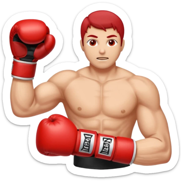 Gota de sangre con cara de enfado y unos guantes de boxeo, que tenga brazos y piernas musculados sticker