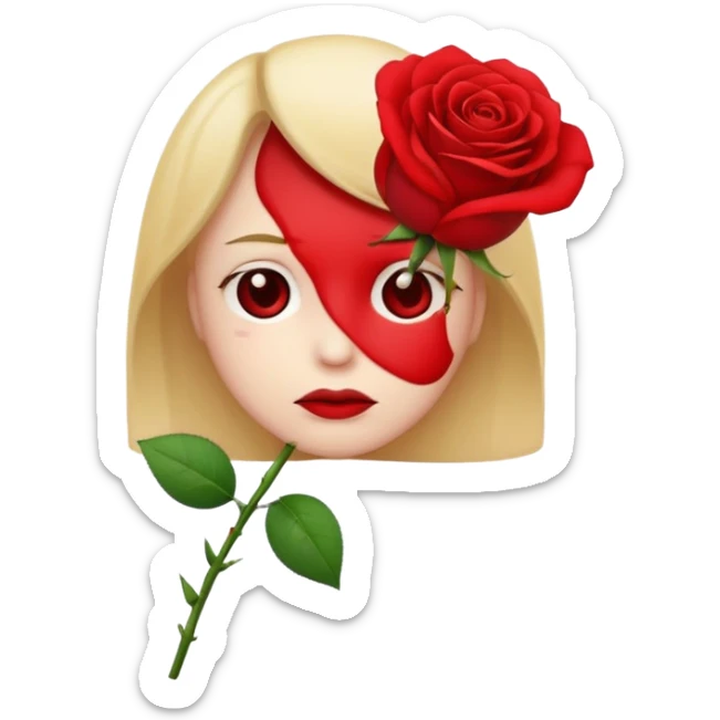 una faccina emoji triste che porge una rosa di fronte sticker