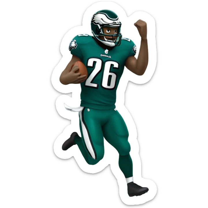 philadelphia eagle player football number 26 jumping kelly green sticker