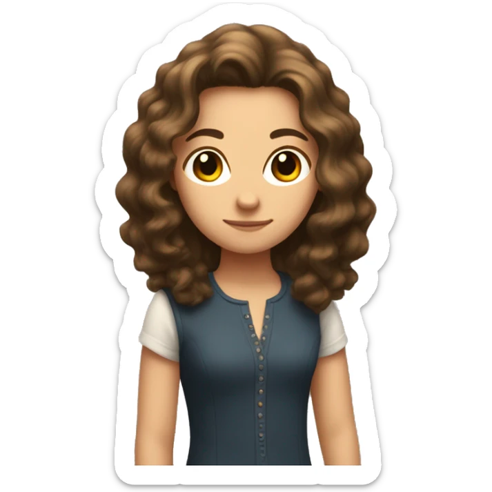 A girl with fluffy brown shoulder-length hair looks daggers at someone  sticker