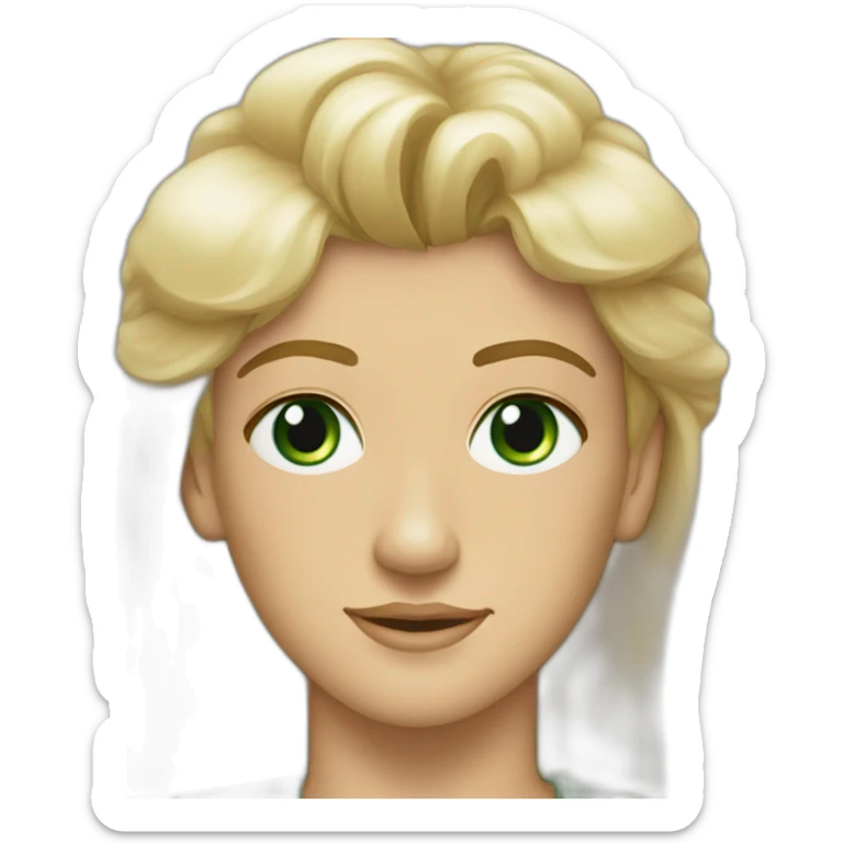 Mel Gibson and woman blond square staright haire with fringe and green eyes sticker