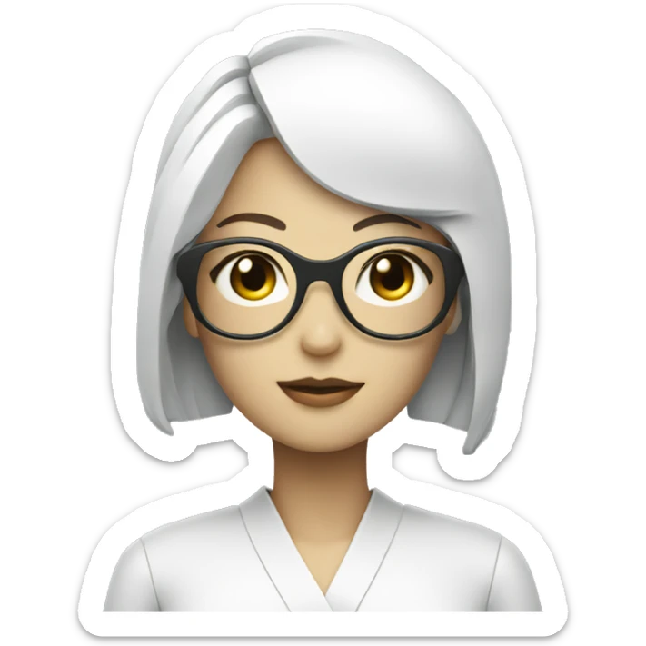 Make a beautiful japanese Ai robotic women with eye glasses in minimal style sticker