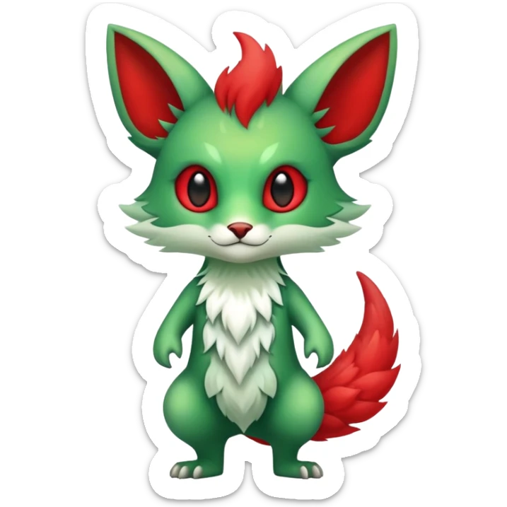 Cute Cool Edgy Green Red ethereal Fionbri-Vernid-Trico-animal-creature full body sticker