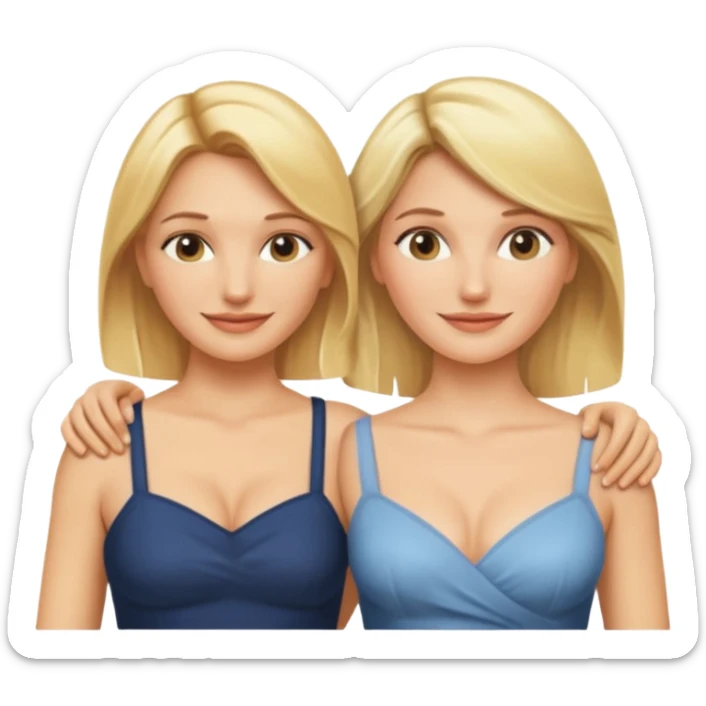 i want an emoji with 2 longue hair blonde girls like the movie "the holiday" They are not touching each other. One is Cameron Diaz, the tother Kate Winslet. They are same height. sticker