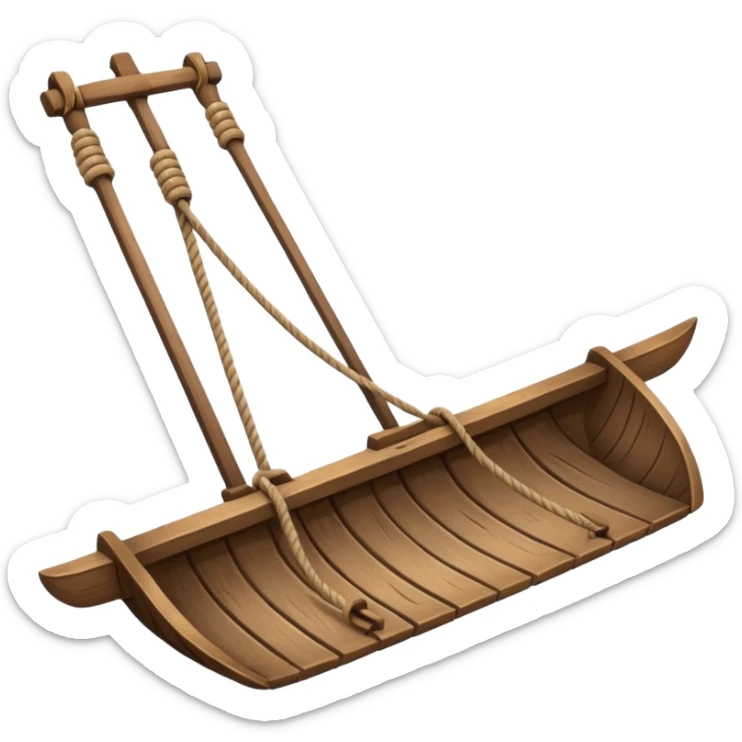 An emoji of an ancient Egyptian wooden plow with a rope handle. sticker