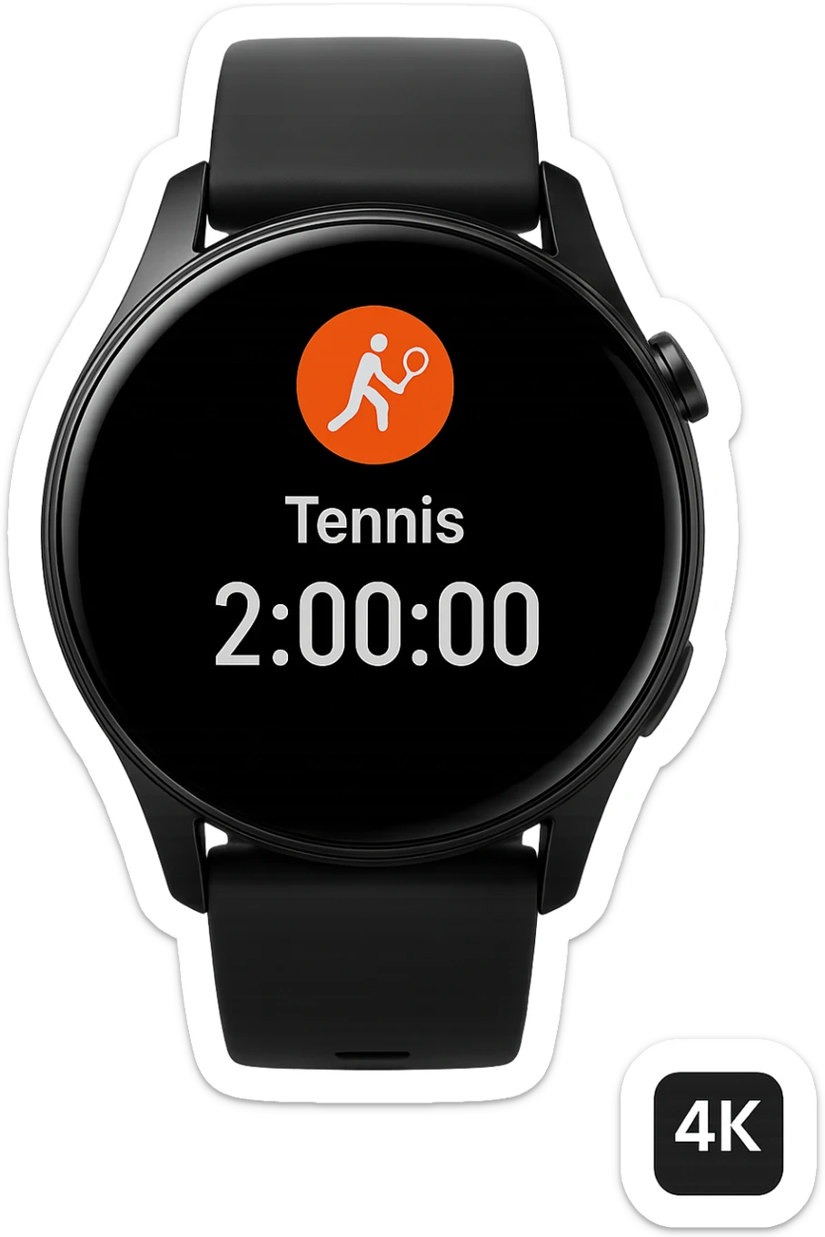 smartwatch con modalità attiva di tennis che segna 2 ore di tennis, REALISTICA 4K sticker