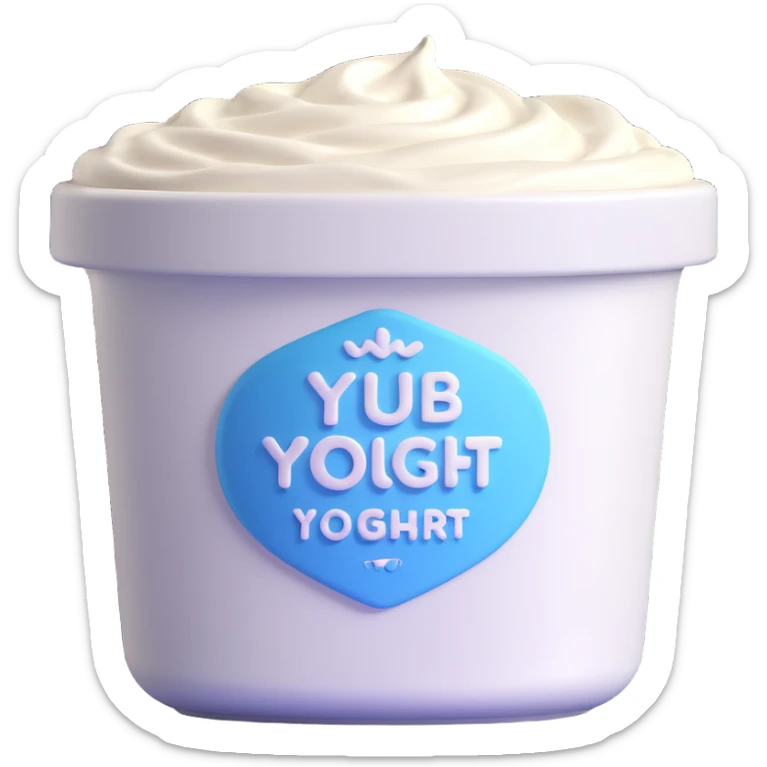 a tub of yoghurt, realistic with creamy texture, 3D style sticker
