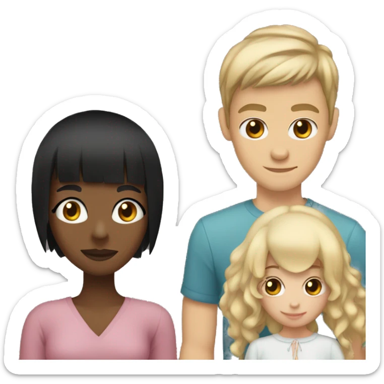 girl with black hair and bangs and facial piercings holding boyfriend with dark blond hair sticker