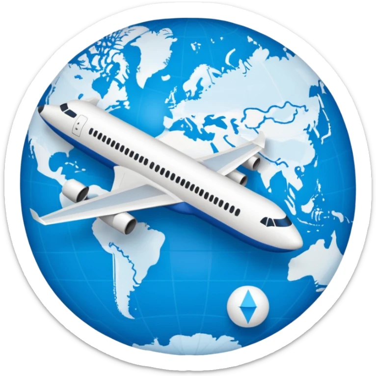 emoji de viaje, algo como un avion dandole la vuelta al mundo o dirigiendose a un destino en un mapa sticker