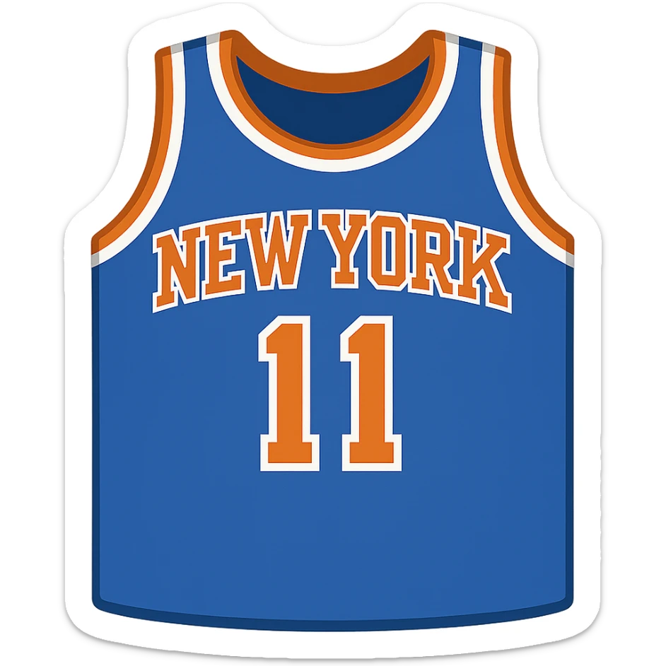 new york knicks basketball jersey featuring the number 11, twitter emoji style sticker