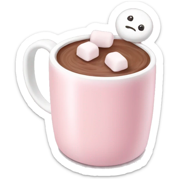 Light Pink mug of hot chocolate with marshmallows  sticker