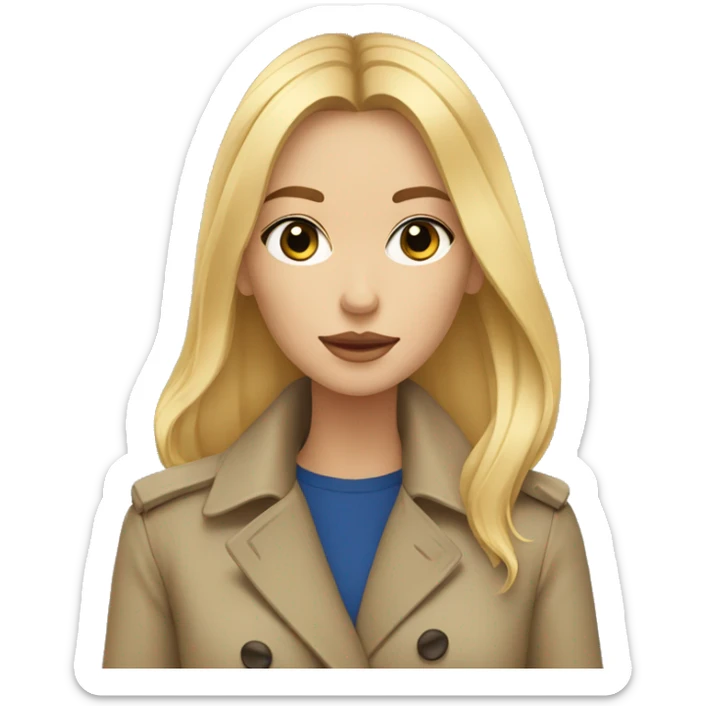 Fille blonde au yeux bleus avec les cheveux longs et un trench  sticker