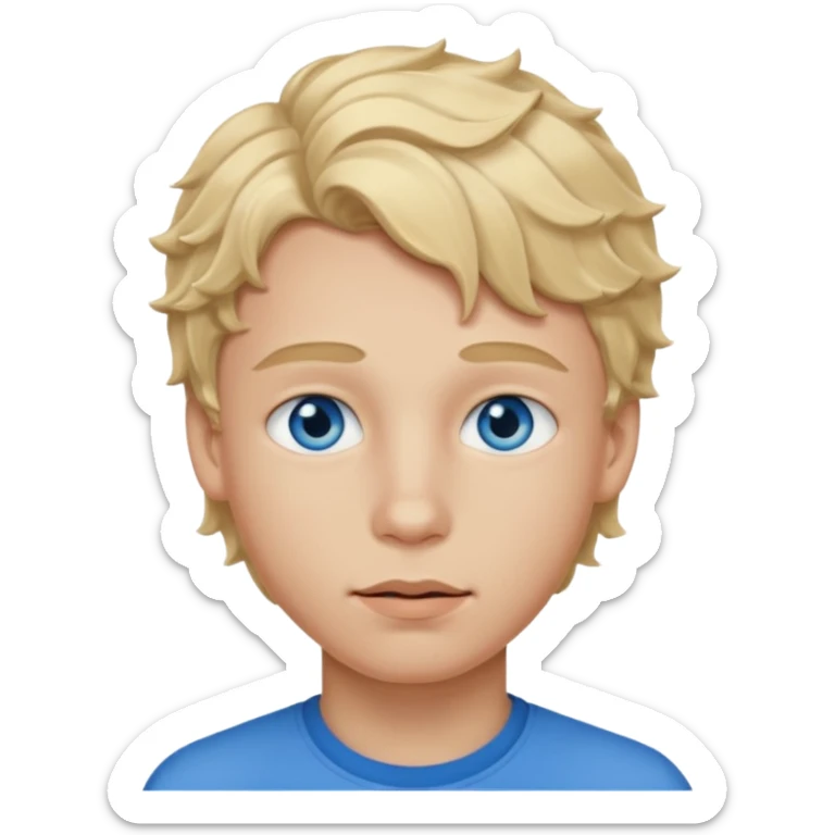 Teenage boy with blue eyes, blonde wavy hair and thick lips sticker