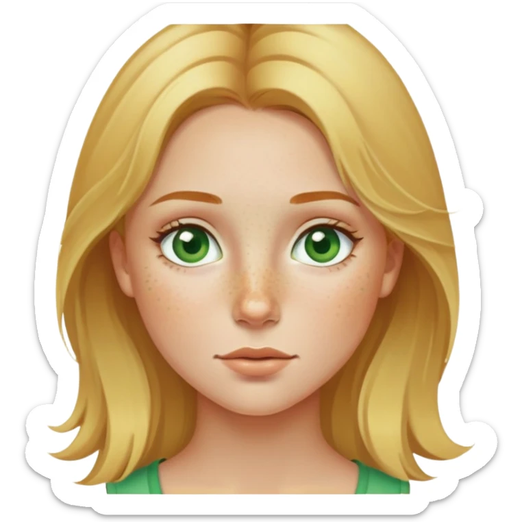 Girl with golden blonde hair, freckles around her nose and green eyes sticker