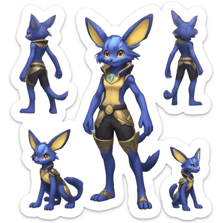 Anthro Sona Cool Edgy Legendary Colorful Shy Shiny Fakemon-Pokémon-Fantasy-Creature With Full Body Detailed High Quality sticker