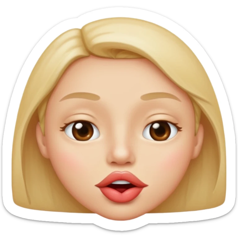 

I'd like an emoji with slightly squinty eyes, a mouth giving a tight kiss with little creases around the lips sticker