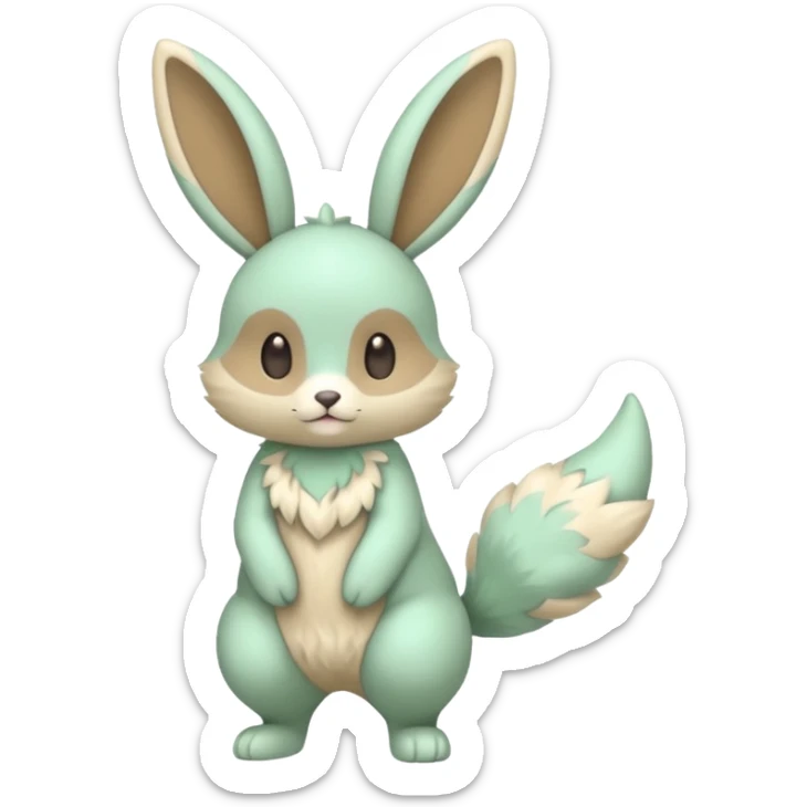 Pastel green and beige Lopunny-Cinccino-fusion (full body) sticker