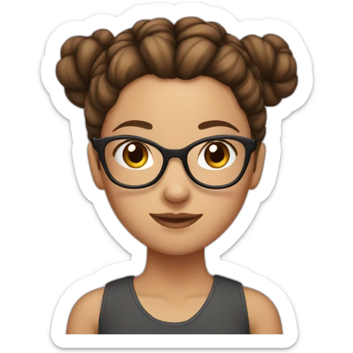 Girl with brown hair wearing glasses with her hair tied up in a bun sticker