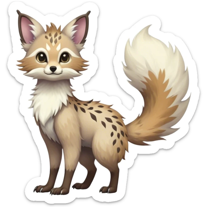 Epic Feral Rare Fantasy pastel Vernid-Trico-species by LiLaiRa, random markings, tufted tail, tufted ears, full body sticker
